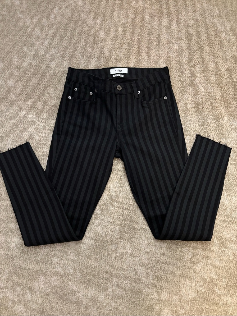Pistola Black & Charcoal Pinstripe Stretch Skinny Jeans size 26